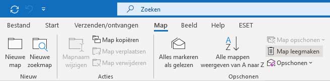 outlook map leegmaken imap