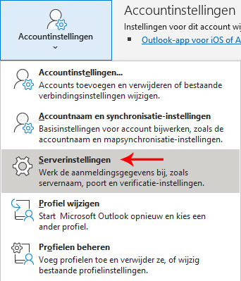 klik op serverinstellingen